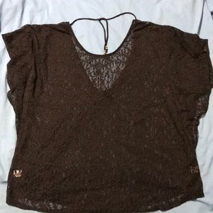 Plus size black lace swimsuit cover